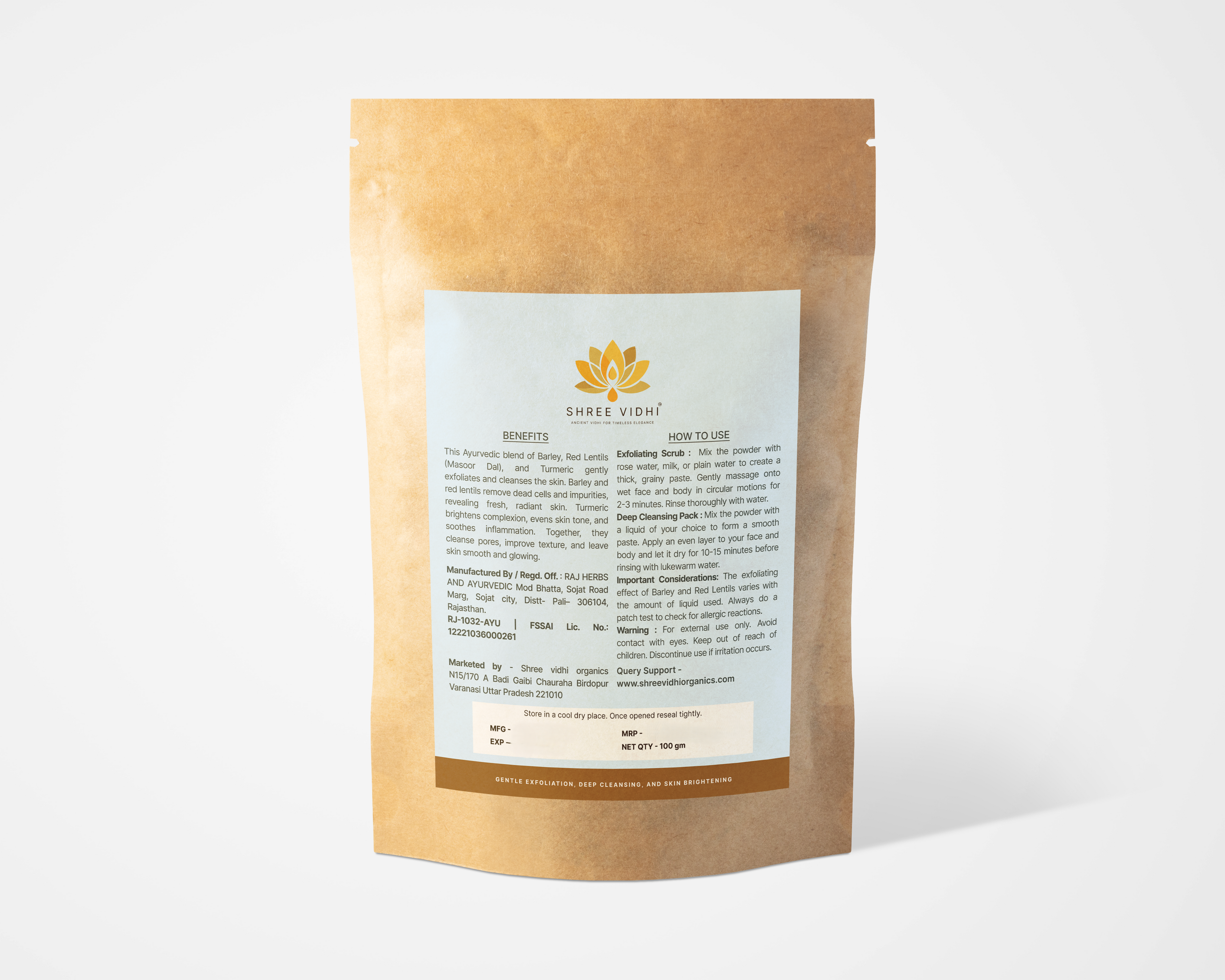 Shree vidhi Natural scrub blend | Scrub powder | Skin care - 100g
