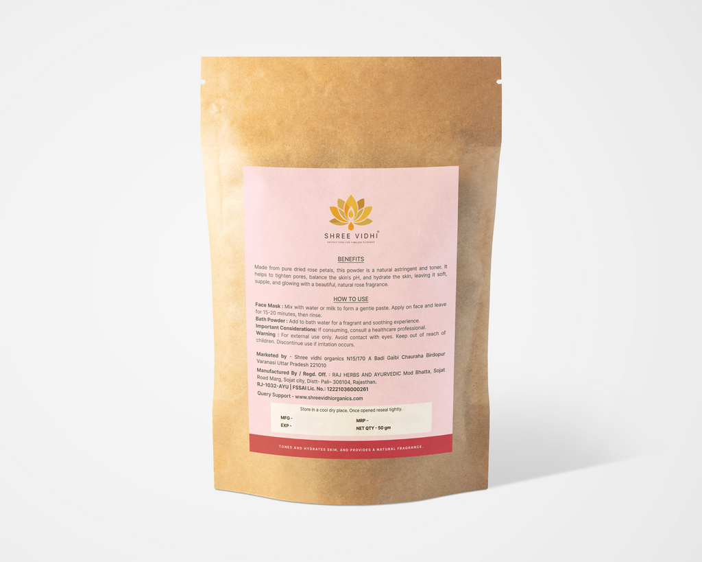 Shree vidhi Natural Rose Petal Powder for Face Care and Skin Care - 50g