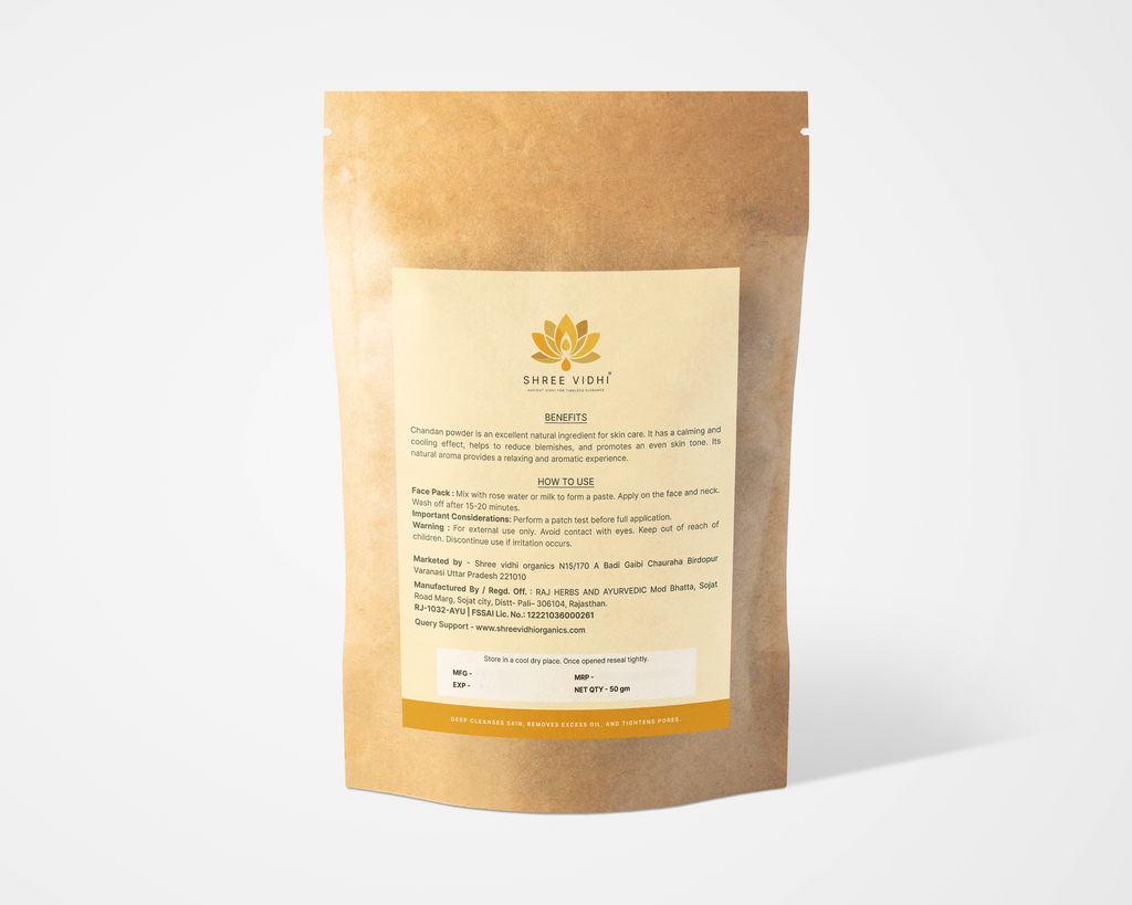 Shree vidhi 100% Pure Natural & Organic Chandan Powder For Skin Care - 50g