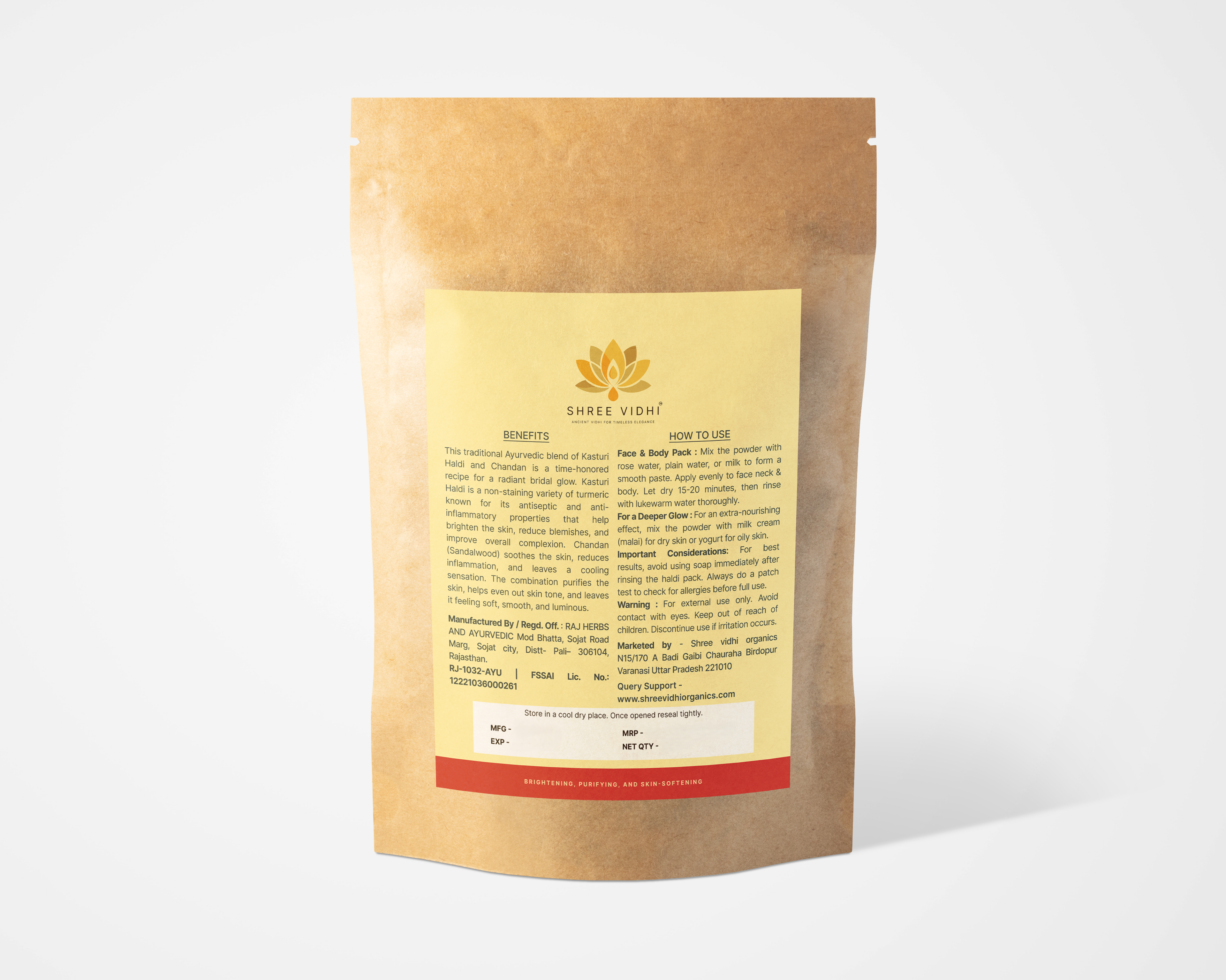 shree vidhi Shagun haldi, Bridal haldi, for bright,soft & glowing skin - (100 g)